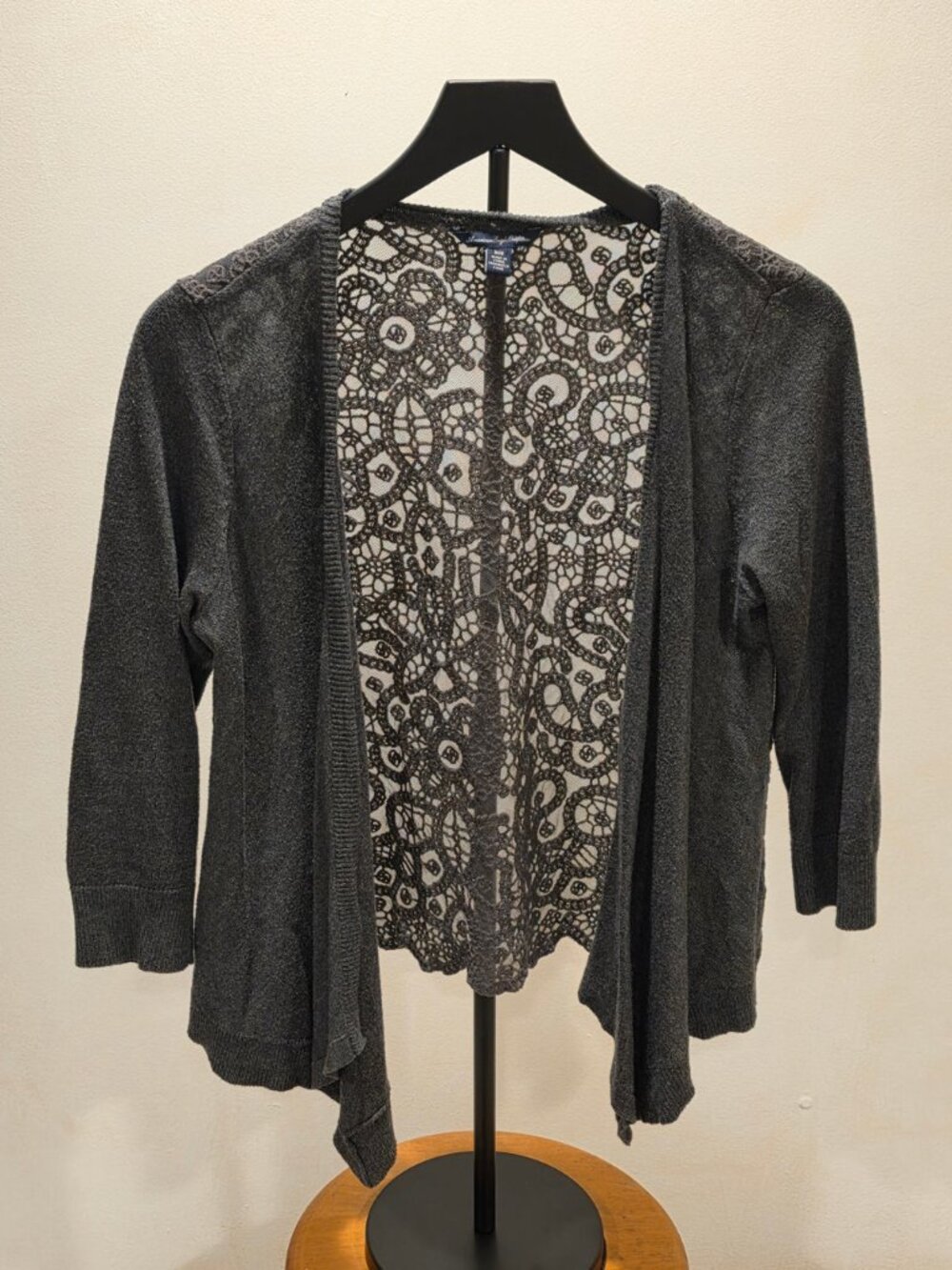 American Eagle Lace Back Cardigan Grey Medium